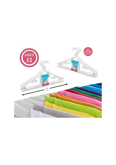 FLORA BÜYÜK BOY SMART ELBİSE ASKISI 12'Lİ 42 cm F312 Beyaz