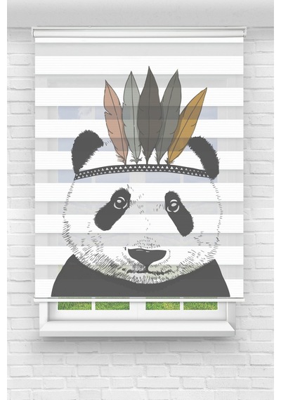 Perdecizade Enxboy Panda Dijital Baskılı Zebra Perde-cocuk Odası-stor Perde Pz-231 Renkli
