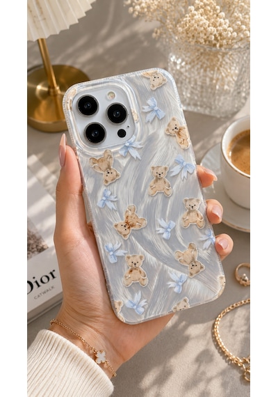 İphone 16 Pro Uyumlu - Aurora Parlak Tüy Desenli Gümüş Koruyucu Silikon Telefon Kılıfı Mor