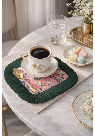 Lüks Çiçek Bahçesi Saçaklı Sunum Servis Altlığı Mendil - Romantik Bohem Pembe Yeşil Sunumluk Peçete Pastel Yağmur Kum Lüks Çiçek Bahçesi Saçaklı Sunum Servis Altlığı Mendil - Romantik Bohem Pembe Yeşil Sunumluk Peçete Pastel Yağmur Kum