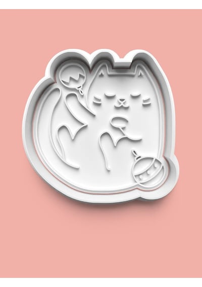 Oyun Oynayan Kedi Kurabiye Kalıbı Ve Şeker Hamuru Kalıbı