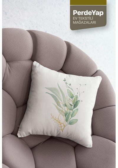 Sade Modern Tasarımlı Yeşil Yapraklar Desenli 4lü Kırlent Kılıfı