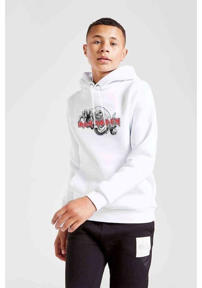 Tshirthane Iron Maıden Number Of The Beast Baskılı Unisex Çocuk Sweatshirt Beyaz