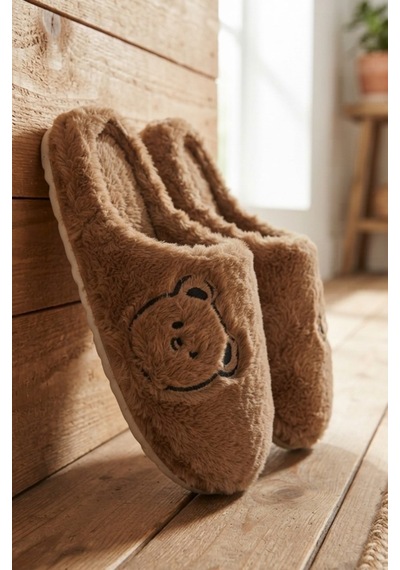Modafrato Fluffy Ayıcık Desenli Kadın Ev Terliği Kışlık Yünlü Terlik Ses Yapmayan İçi Yünlü Günlük Rahat Terlik Siyah - Taba Modafrato Fluffy Ayıcık Desenli Kadın Ev Terliği Kışlık Yünlü Terlik Ses Yapmayan İçi Yünlü Günlük Rahat Terlik Siyah - Taba