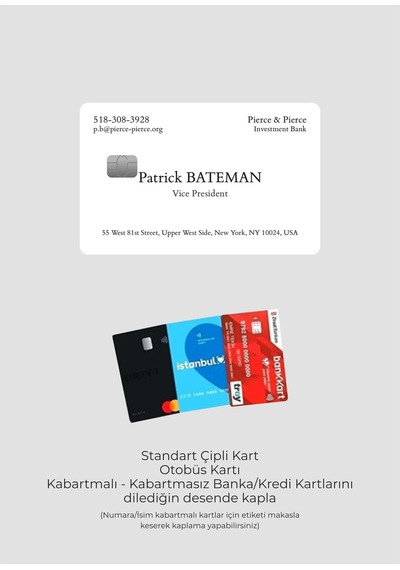 Patrick Bateman - Papara, Tosla, Otobüs Kart Kaplama Stickeri Kredi Kartı Için Diğer