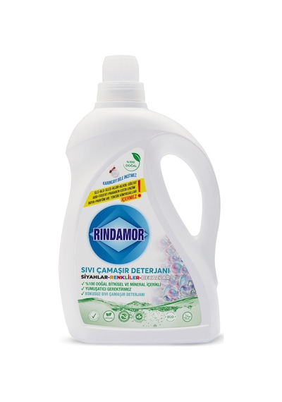 % 100 Doğal Bitkisel Sıvı Çamaşır Deterjanı Tüm Renkler-kokusuz 2200 ML