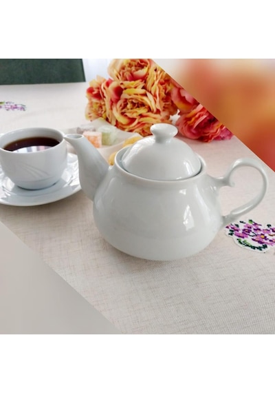 Desensiz Beyaz Porselen Demlik Üstü Sade 600ml Çaydanlık Üstü