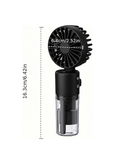 Mini Fan Şarjlı El Fanı Siyah Boyuna Asmalı Usb Type-c Şarjlı 4 Kademeli Taşınabilir Vantilatör Serinletici Fan