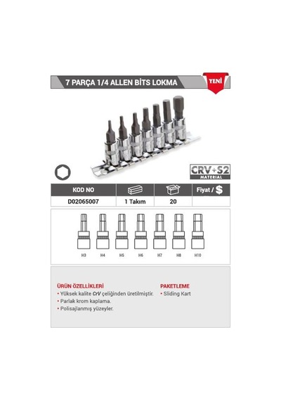 Dht 7 Parça 1/4 Allen Bits Lokma