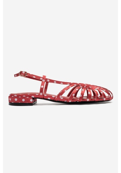 Luvi Shoes Lıss Kırmızı Beyaz Puantiyeli Kadın Sandalet
