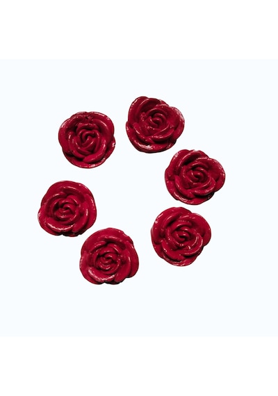 Dafniart 6 Lı Kırmızı Gül Şeklinde Çekmece Dolap Kulp 4-5 Cm
