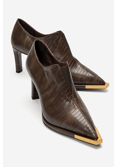 Luvi Shoes Vıvana Kahverengi Çizgili Kadın Topuklu Ayakkabı