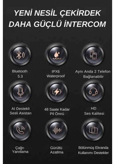 Motosiklet Kask Kulaklık Bluetooth 5.3 Destekli İntercom 2 Yıl Garantili Süresi Kategorisi