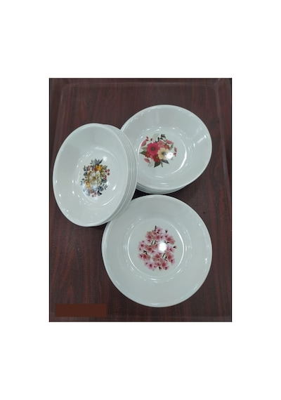 4 Adet Melamin Çukur Yemek Tabağı 18cm Bpa İçermez Bulaşık Makinesinde Yıkanar Desenli Yemek Tabağı Karışık