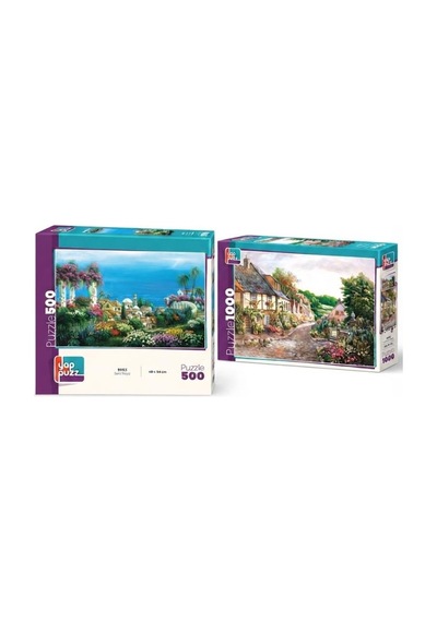 Taş Sokak Ve Sahil Köyü İkili Set - 1000 + 500 Parça İkili Puzzle Seti