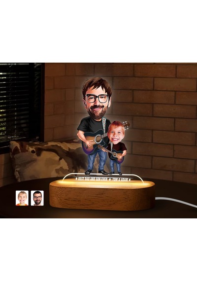 Bk Gift Kişiye Özel Baba-oğul Karikatürlü Dekoratif 3d Biblo Led Işıklı Gece Lambası-2, Babaya Hediye, Babalar Günü Hediyeleri Kobitmeyen138254 Bk Gif