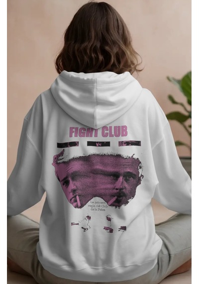 Sevbano Fight Club Film Tyler Durden Sırt Baskılı Unisex Oversize Premium beyaz