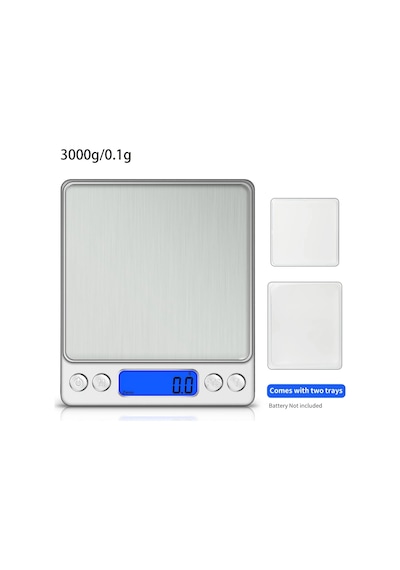 Pratik Dijital Hassas Mutfak Terazisi Hassas Tartı 2000 Gr./0.1 Gr. Hassasiyet Gümüş