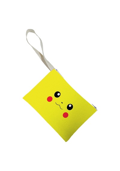 Unisex Pikachu Desenli Portföy Clutch Çanta Çok Renkli