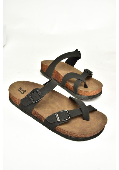 Fox Shoes K777613402 Siyah Süet Parmak Arası Kadın Terlik Siyah-süet Çok Renkli