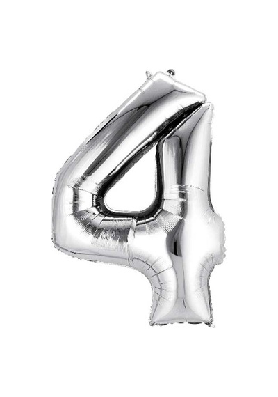 4 Rakam Folyo Gümüş Balon Küçük 35 Cm 418