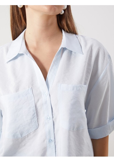Lcw Comfort Mavi Modal Karışımlı Oversize Kadın Gömlek
