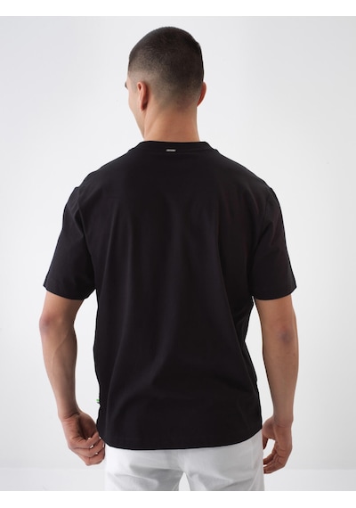 Xint Siyah Pamuk Dokulu Regular Fit Tişört 502211