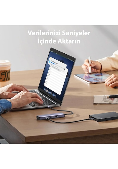 Ugreen 6IN1 Arada Type-C To 3 Usb 3.0 4K/30Hz Hdmı RJ45 Gigabit Ethernet Pd Dönüştürücü Hub