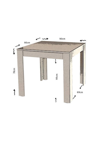 Pasific Home Single Mutfak Yemek Masası, 90x90 cm, Kare, Parlak Beyaz