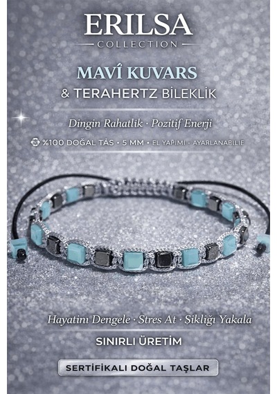 Sertifikalı Mavi Kuvars Bileklik - 5 Mm Küp Kesim Terahertz Doğal Çok Renkli