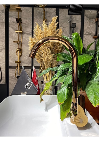 İsaoğlu Yapı Bakır Mutfak Bataryası Bronz Mutfak Musluğu Rose Evye Bataryası Premium Armatür Rose Gold