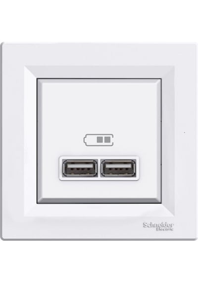 Schneider Asfora Beyaz Usb Şarj Prizi 21A Type A Çerçeveli - Eph