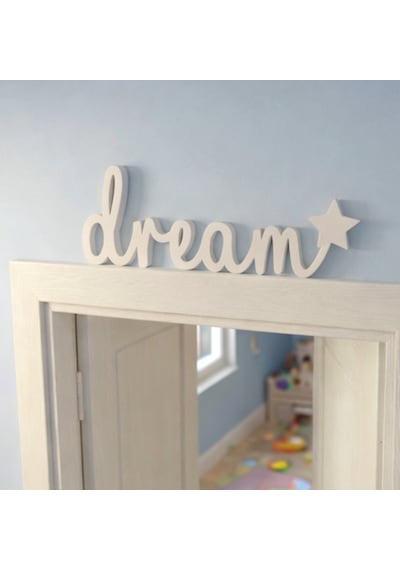 Dream Yazılı Yıldızlı Dekoratif Duvar & Raf Süsü Modern Masaüstü Dekor Beyaz