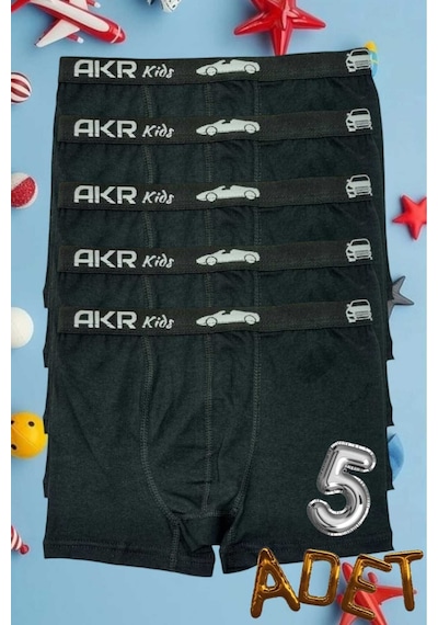 Uniquetrenders Erkek Çocuk 5'li Pamuklu Boxer Siyah