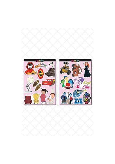 Pixar Temalı Sticker Etiket Seti - Laptop Notebook Telefon 3 Adet Çok Renkli
