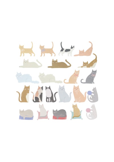 Meri Meri - Cat Shaped Stickers - Kedi Şekilli Çıkartmalar - 25 Çıkartma Çocuk