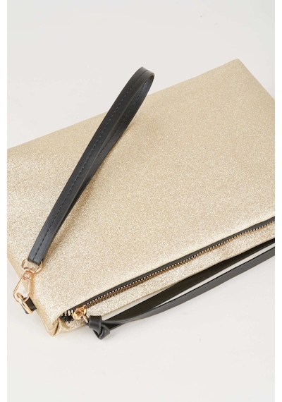 Vivaq Kadın Bellis Simli Gold Astarlı Suni Deri Bilek Askılı Portföy El Ve Clutch Çanta