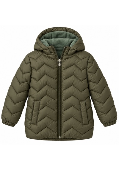 Ta&ce Kıds Kapüşonlu Kapitone Şişme Mont İçi Polar Astarlı Haki