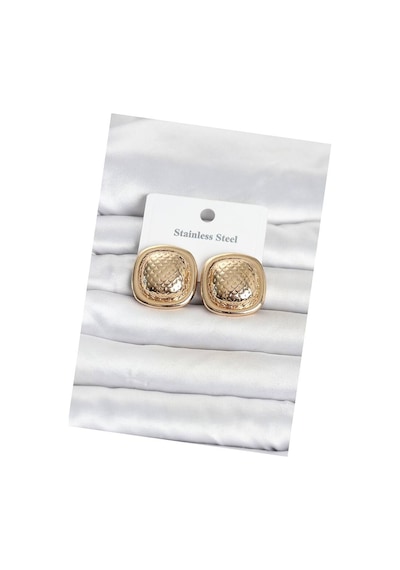 316l Çelik Gold Renk Düğme Model Kadın Küpe Tj-bkp11816 Evimdeyokyok