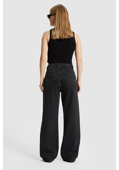 U.S. Polo Assn. Kadın Siyah Loose Fit Jean Pantolon 50330035-dn0027