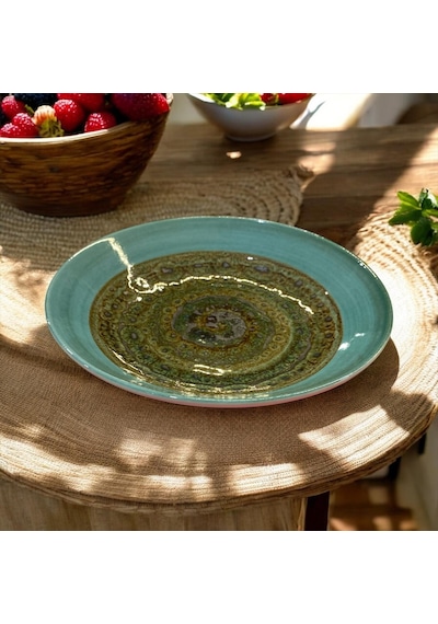 Tektava Master Chef Handmade 6lı Porselen 19 Cm Çukur Yemek Tabağı - Yeşil Renkli