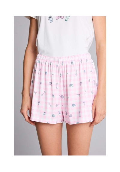 Defacto Regular Fıt Kısa Kollu 2li Açık Pembe Şortlu Pijama Takımı H6954ax26smpn648 Pembe-pn648