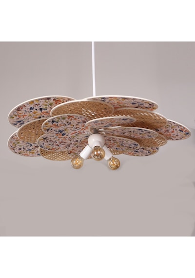 Yeni Papatya Doğal Hazeran Ve Kumaş Avize 90 Cm 30 Cm Çok Renkli