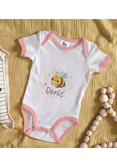 Bk Gift Bk Kids Kişiye Özel Pembe Bebek Body Zıbın - Model 162 12-18 Ay