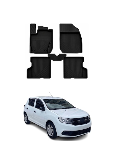 Dacia Sandero 2 2013-2020 Uyumlu 4d Havuzlu Paspas Kauçuk Siyah 5 Parça