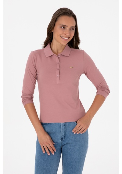 U.S. Polo Assn. Kadın Gül Kurusu Basic Polo Yaka Sweatshırt 50313593-VR221
