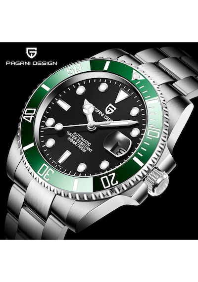 Pagani Design Pd-1661 Submariner 40mm Otomatik Mekanik Kol Saati Paslanmaz Çelik Dalgıç Saat Safir Cam Erkek Saati Siyah-yeşil Diğer