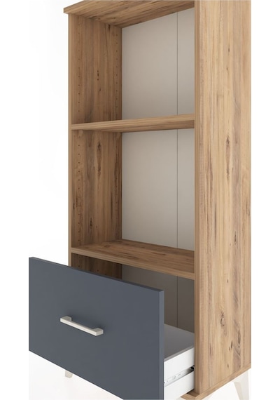 Hyperion Dolap 2 Raflı Tek Çekmeceli 60x44x134 Çam-antrasit Atlas Çam