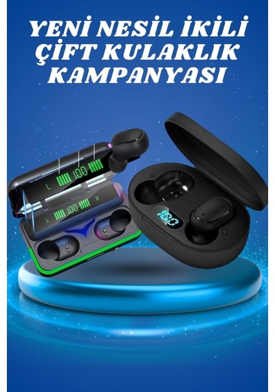 İkili Bluetooth Kulaklık Dijital Göstergeli Uzun Pil Ömrü Yüksek Ses Kaliteli