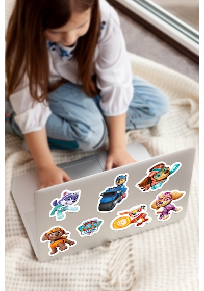 Pawpetrol Sticker Seti - Kalem Suluk Defter Cam Masa Laptop Tablet Sticker Suya Dayanıklı, Mini Stic Çok Renkli